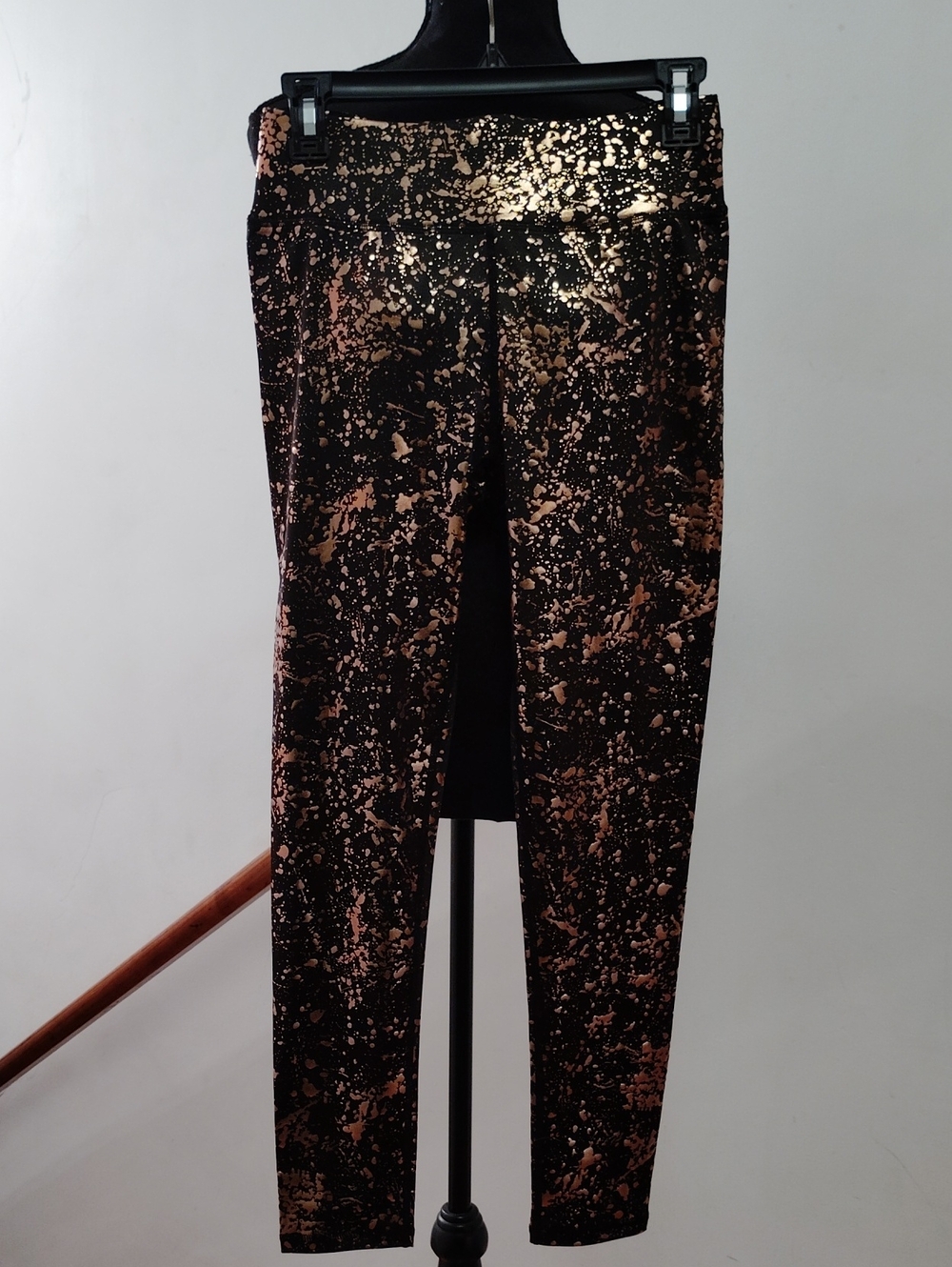 Metallic Splatter High-Waist Leggings - Black & Gold